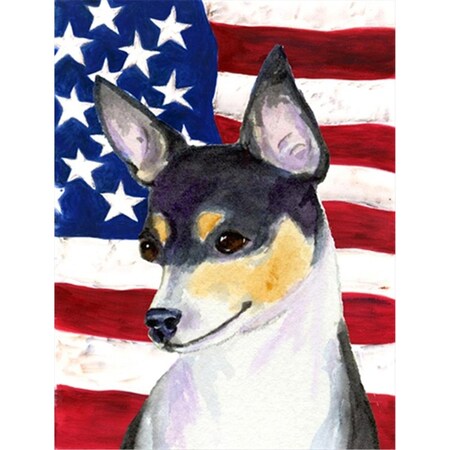 Carolines Treasures 28 x 40 in. USA American Flag with Fox Terrier House Size Canvas Flag SS4002CHF
